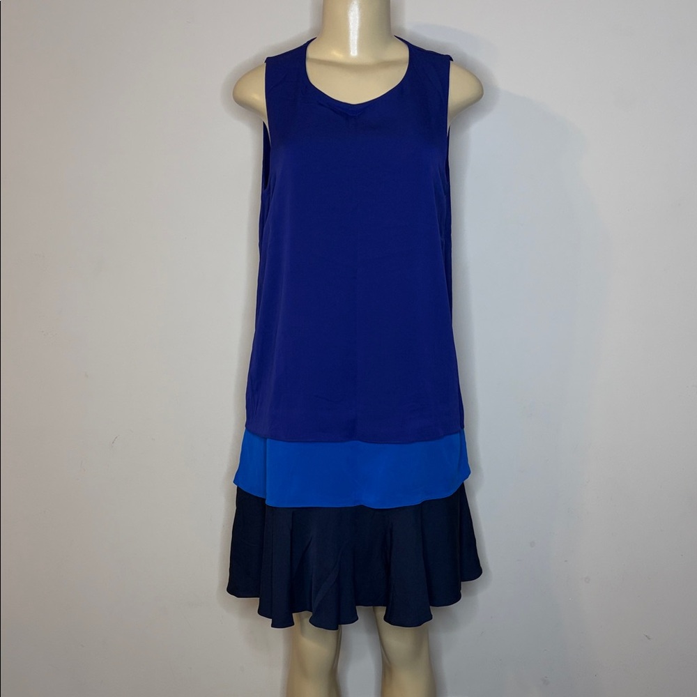 Diane Von Furstenberg Liza Sleeveless Blue Layered Dress Size S